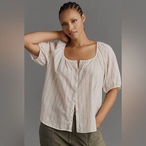 NWT Pilcro Puff-Sleeve Gauze Blouse Sz Small